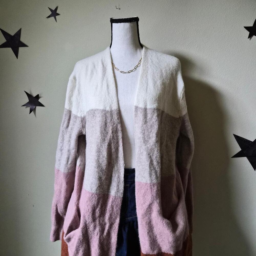 Madewell Merino Wool Colorblock Cardigan Alpaca Knit Boho Granola Slouchy Cozy S
